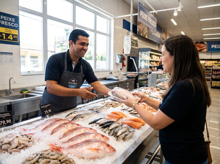 Treinamento de Peixaria: Recebimento · Tipos de pescado · Filetagem · Cadeia de frio · Exposição · Perdas